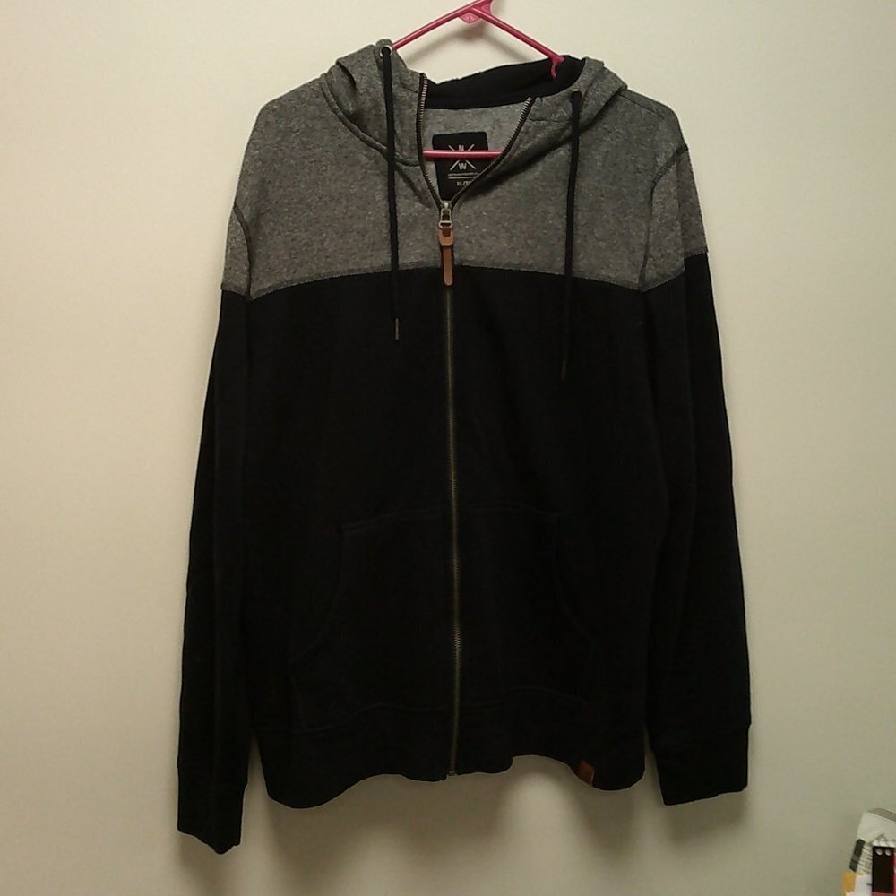 Blue and Gray Men's Zip Up Hoodie XL